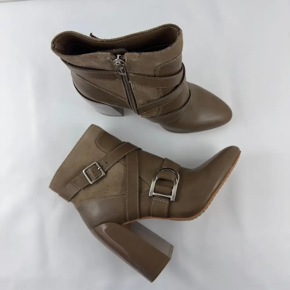 Vince Camuto Erillie Buckle Block‎ Heel Bootie Ankle Boot in Wild Mushroom W-7